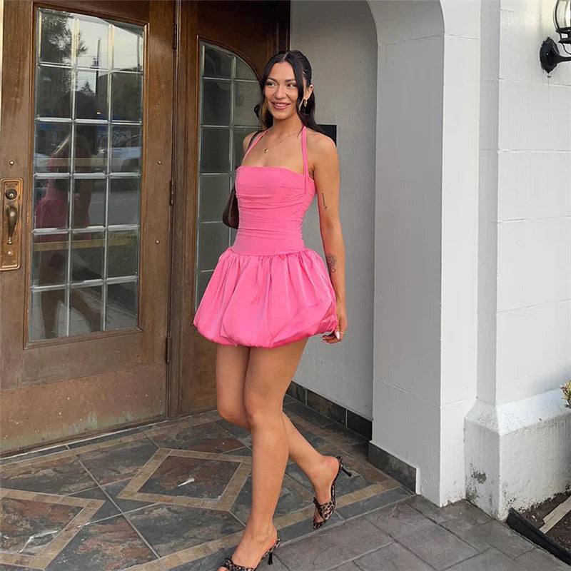 Robe à Col Halter et Taille Haute