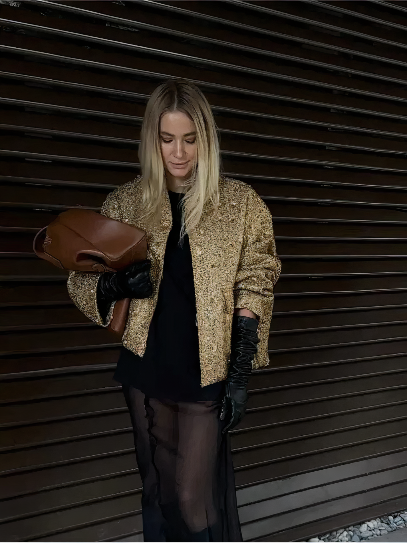 Blazer pailleté à manches longues